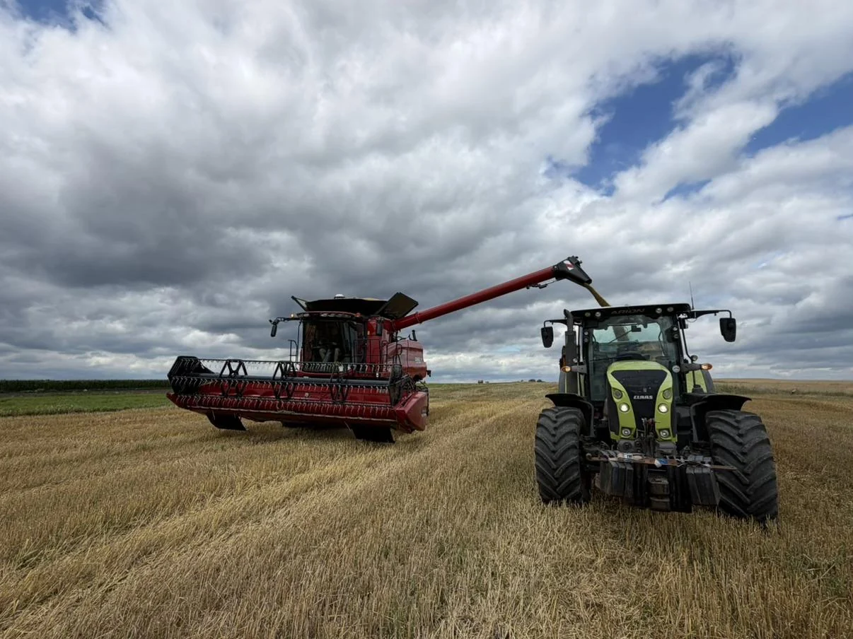 Kombajn Case IH Axial-Flow 6150 při žních — fotografie zaslaná zákazníkem po opravě