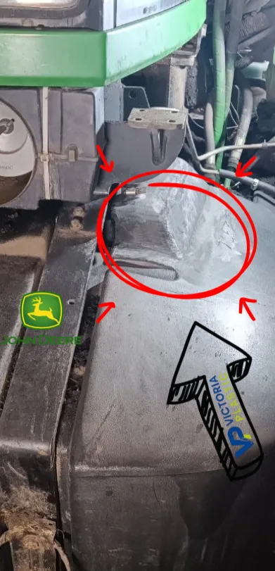 Opravená palivová nádrž John Deere po svaření a zesílení